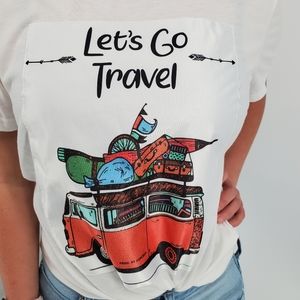 SHEIN Let's Go Travel Graphic White Tshirt